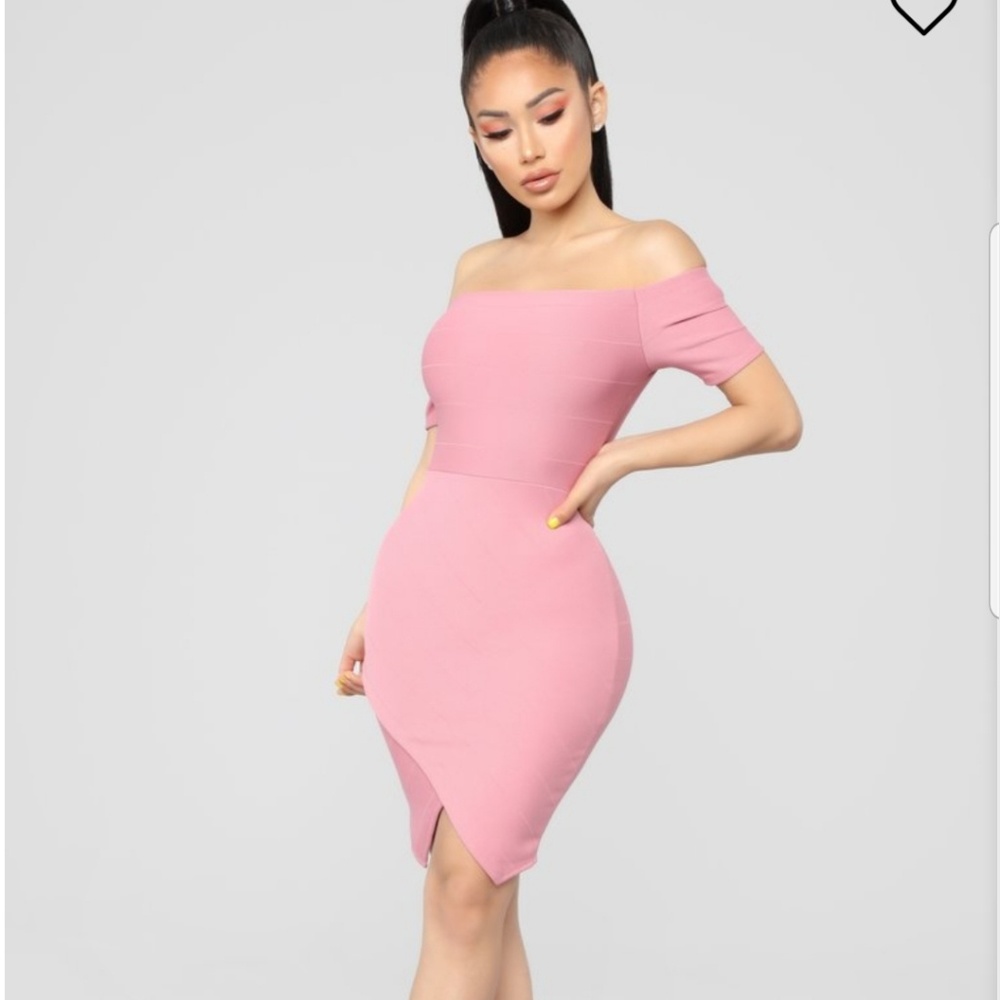 Plus size pink bandage dress